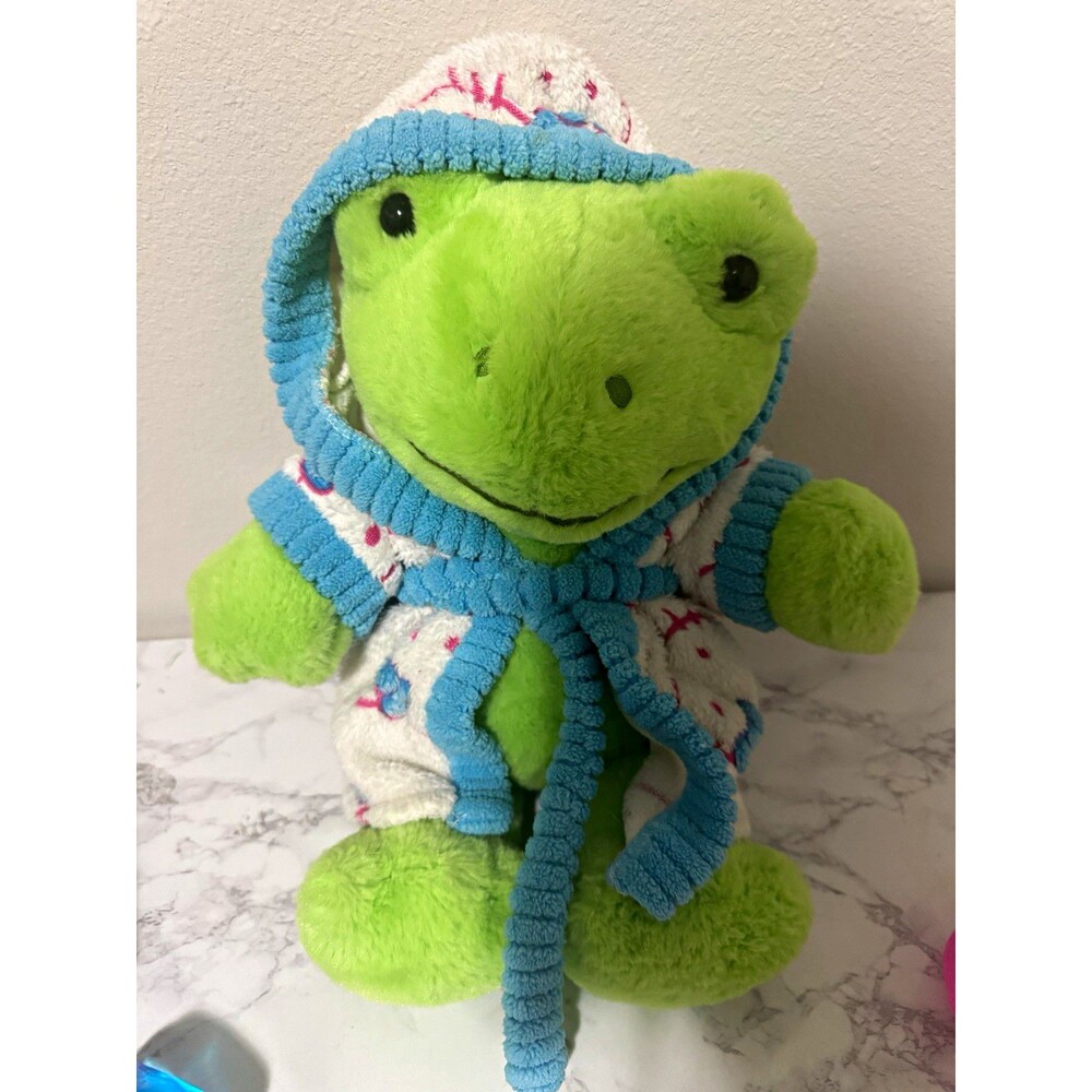 Build-A-Bear Workshop Green Frog Plush Stuffed Animal w/ Hello Kitty Robe